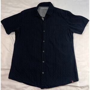 Airwalk Shirt Men’s Size M Navy Green Geometric Cotton Button Down Short Sleeve